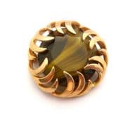Vintage Sphinx Marbled Green Porphyry Art Glass Set Retro Modernist Design Brooch