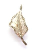 Vintage Sphinx Marcasite Set Twisting Leaf Design Statement Brooch