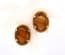 Vintage Sphinx Oval Shaped Marbled Caramel Porphyry Glass Set Clip On earrings