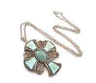 Vintage St Margarets Cross Style Faux Turquoise Set Necklace By Miracle