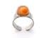 Vintage Stainless Steel And Carnelian Cabochon Modernist Style Adjustable Size Ring