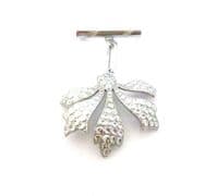 Vintage  Stay Bright ' Staybrite ' Faux Marcasite Abstract Leaf Or Floral Drop Design Brooch