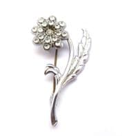 Vintage  Stay Bright ' Staybrite ' Faux Marcasite And Rhinestone Floral Design Brooch