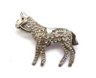 Vintage Stay Bright ' Staybrite ' faux marcasite Saddled Horse Design Brooch