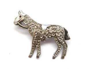 Vintage Stay Bright ' Staybrite ' faux marcasite Saddled Horse Design Brooch