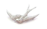 Vintage Stay Bright ' Staybrite ' Large Faux Marcasite Swallow Bird Design Brooch