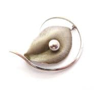 Vintage Sterling Silver Abstract Lilly Flower Modernist Design Brooch By Ecco