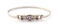 Vintage Sterling Silver And Amethyst Celtic Style Bangle