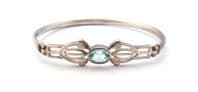 Vintage Sterling Silver And Blue Topaz Set Rennie Mackintosh Style Bangle