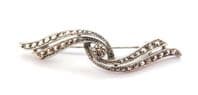 Vintage Sterling Silver And Marcasite Abstract Modernist Curving Design Brooch