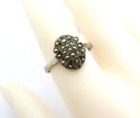 Vintage Sterling Silver And Marcasite Geometric Design Fully Hallmarked Ring