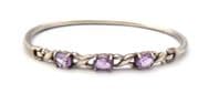 Vintage Sterling Silver And Triple Amethyst Set Celtic Scottish Style Bangle