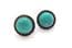 Vintage Sterling Silver Faux Turquoise Blue Ceramic Cabochon Set Screw Backs Earrings