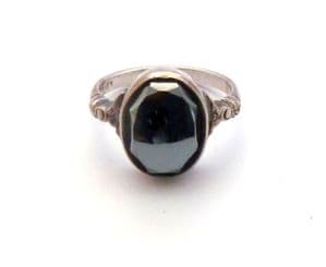 Vintage Sterling Silver Hematite And Marcasite Geometric Design Dress Ring UK Size M 1/2
