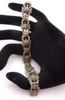 Vintage Sterling Silver Marcasite Set Abstract Geometric Panel Design Bracelet