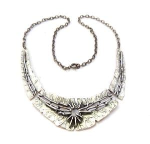 Vintage Teka Theodor Klotz Pforzheim Sterling Silver Brutalist Kinetic Design Short Length Necklace