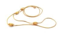 Vintage Textured Oval Barrel Detailed Snake Chain Design Opera Length Necklace