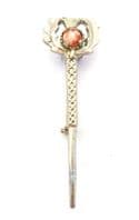 Vintage Thistle Flower Design Faux Gem Detailed Scottish Kilt Pin Style Brooch