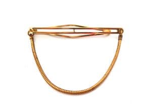 Vintage Tie Retainer, Modernist Paperclip Style Tie Slide With Chain