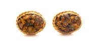 Vintage Tigers Eye Gemstone Chip Design Cufflinks