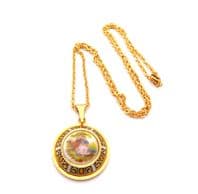 Vintage Toledo Damascene Style And Fragonard Courting Countryside Couple  Necklace