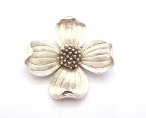 Vintage Trifari Dog Wood Rose Flower Style Floral Brooch