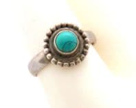 Vintage Turquoise And Sterling Silver Boho Style Ring