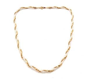 Vintage Twisted Clear Seed Bead And Gold Tone Tinsel Chain Double Stranded Choker Necklace