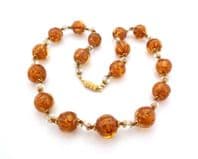 Vintage Venetian Sommerso And Clear Glass Beaded Statement Design Short Length Necklace