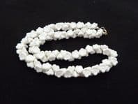 Vintage White Plastic Floral Beaded Retro Design Choker Necklace
