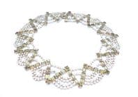 Vintage Wide Grey And Clear Rhinestone Set Collar Choker Statement  Necklace