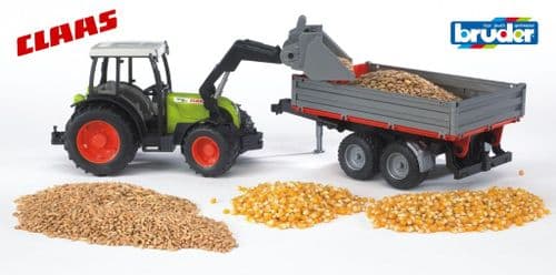 Claas tractor with loader and trailer