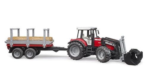 Massey Ferguson + Frontloader and timber trailer