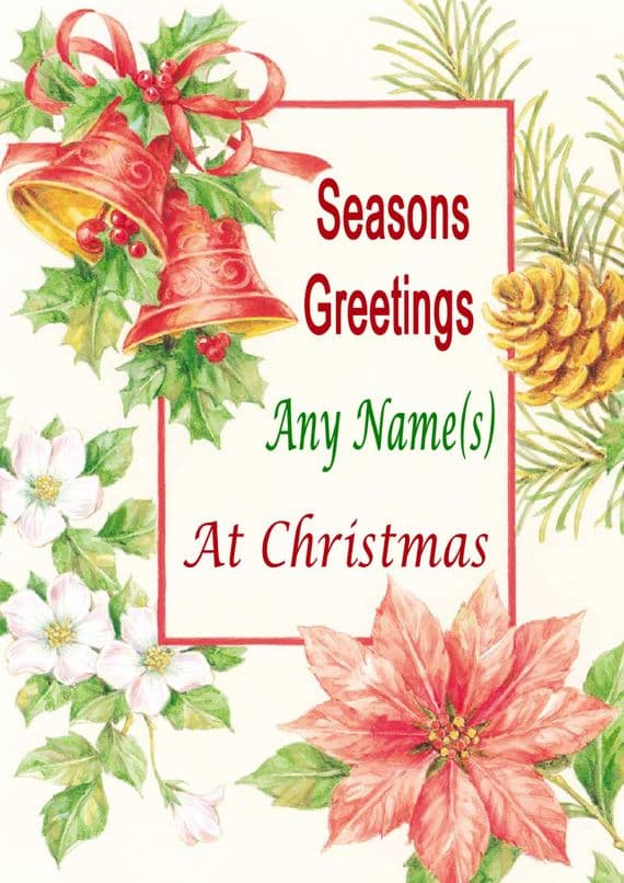 Add A Name Christmas - Bell and Poinsettia