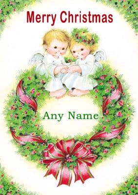 Add A Name Christmas - Christmas Wreath and Angels