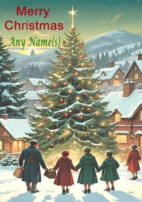 Add A Name Christmas - Family Around Tree