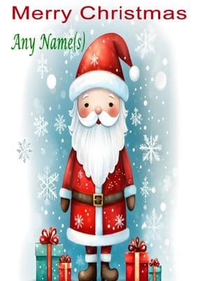 Add A Name Christmas - Father Christmas and Snowflakes