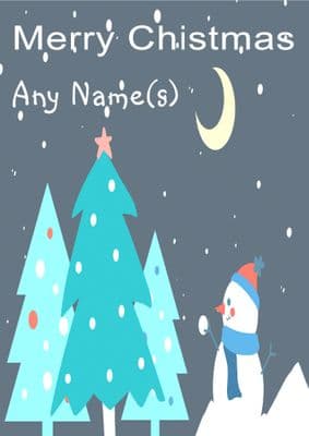 Add A Name Christmas - Moon and Snowman