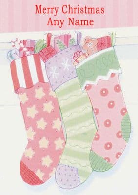 Add A Name Christmas - Pink Stockings
