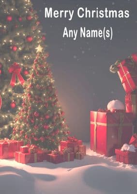 Add A Name Christmas - Red Tree and Presents
