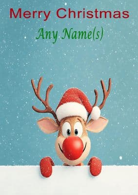 Add A Name Christmas - Reindeer With Red Nose