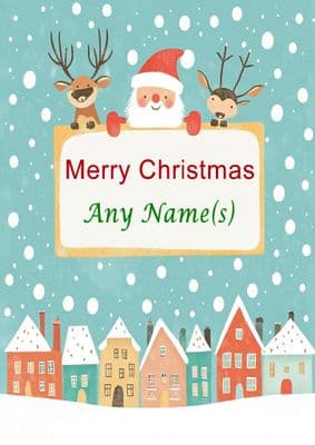 Add A Name Christmas - Santa and Houses