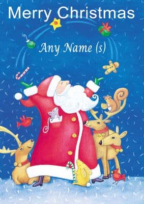 Add A Name Christmas - Santa and Reindeer