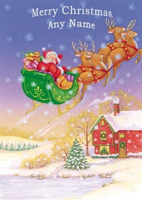 Add A Name Christmas - Santa Over Rooftops