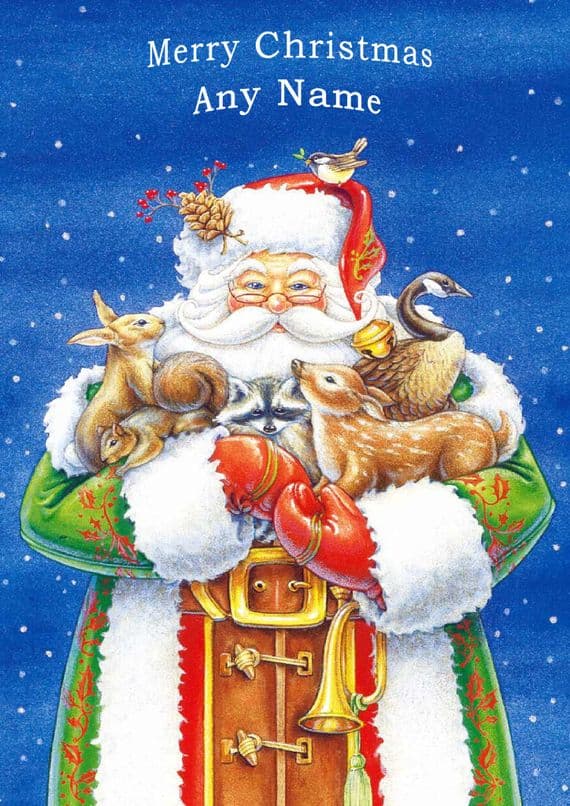 Add A Name Christmas - Santa With Animals