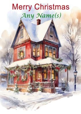 Add A Name Christmas - Snow Covered House