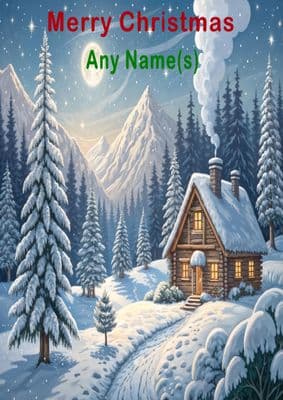 Add A Name Christmas - Snowy House In Forest