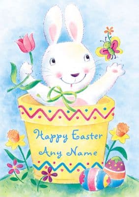 Add A Name Easter-Bunny In A Flowerpot