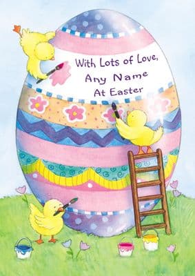 Add A Name Easter-Chicks Painting An Egg