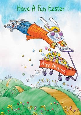 Add A Name Easter-Easter Bunny And Cart